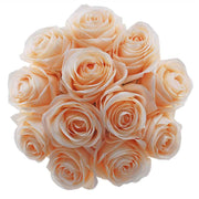 Brides Pale Apricot Open Silk Rose Bridal Wedding Bouquet