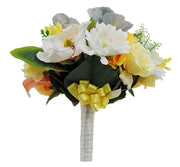Brides Pink Lily, Silk Magnolia, Lemon Peony & Yellow Hydrangea Wedding Bouquet