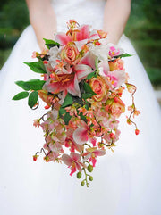 Brides Pink Silk Tiger Lily, Orchid, Cherry Blossom & Rose Wedding Shower