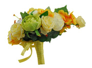 Brides Yellow Silk Hydrangea, Cosmos, Green Peony Wedding Shower Bouquet