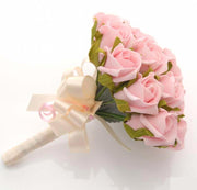 Bridesmaids Pink Bud Foam Rose Wedding Posy Bouquet