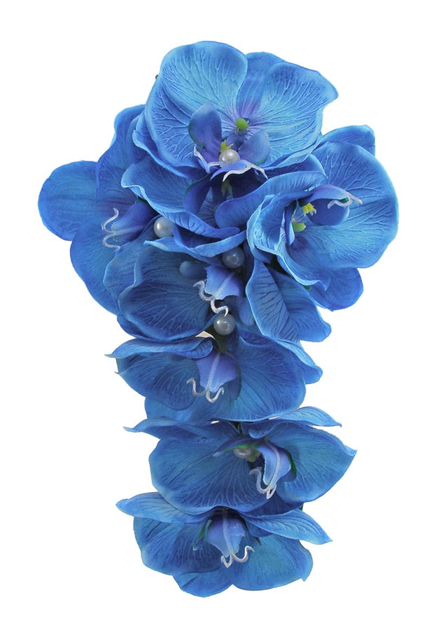 Bridesmaids Blue Silk Orchid Wedding Shower Posy
