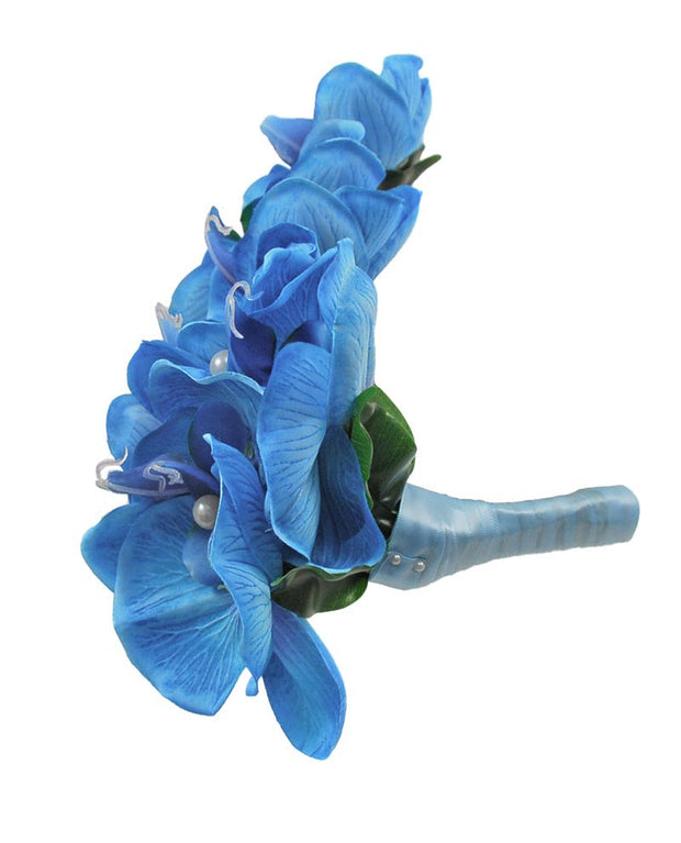 Bridesmaids Blue Silk Orchid Wedding Shower Posy