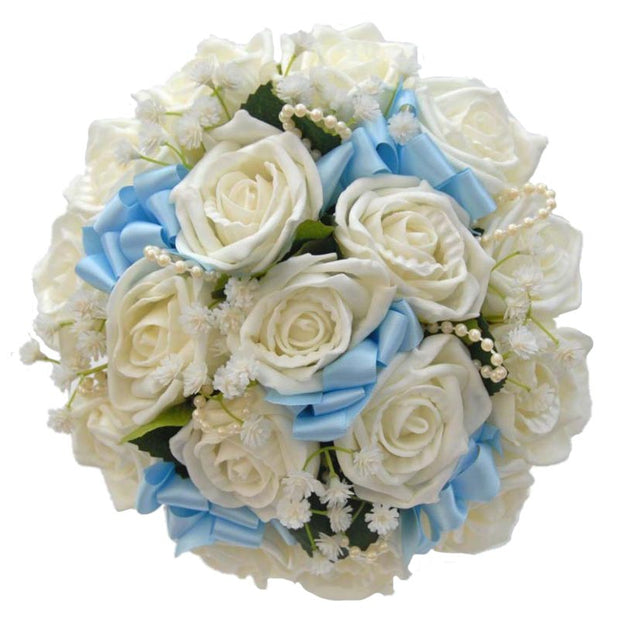 Bridesmaids Ivory Roses, Pearl & Gypsophila Wedding Bouquet
