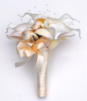 Bridesmaids Seashell, Pearls & Calla Lily Wedding Bouquet
