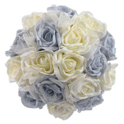 Bridesmaids Light Blue & Ivory Foam Rose Wedding Bouquet