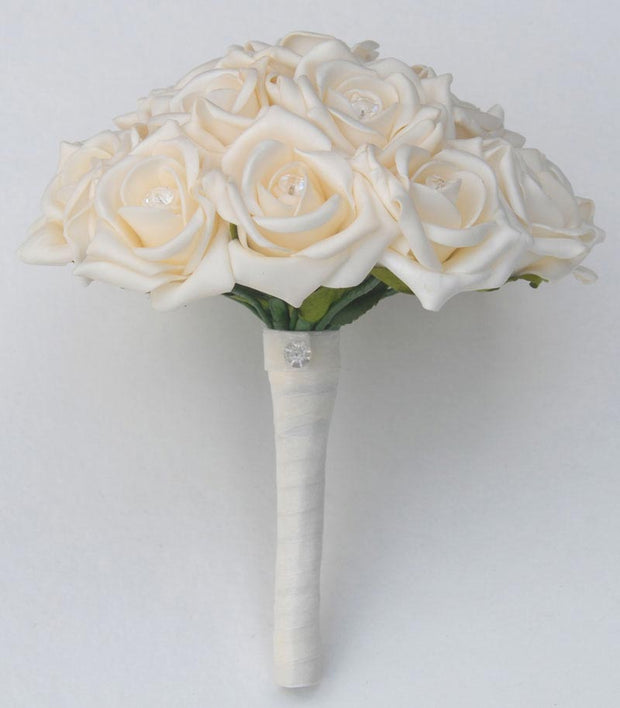 Bridesmaids Cream Diamante Rose Wedding Posy Bouquet