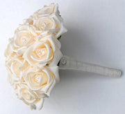 Bridesmaids Cream Diamante Rose Wedding Posy Bouquet