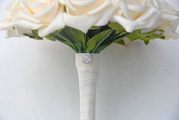 Bridesmaids Cream Diamante Rose Wedding Posy Bouquet