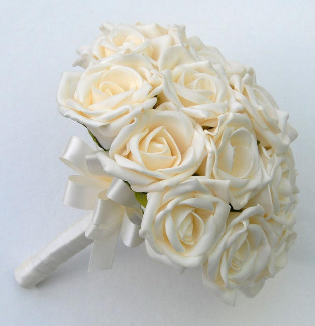 Bridesmaids Cream Foam Rose Wedding Posy Bouquet