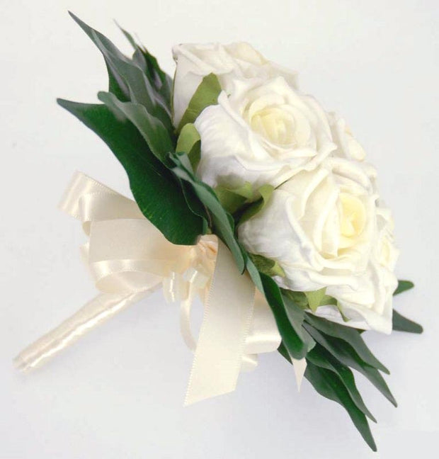 Bridesmaids Ivory Rose & Ficus Leaf Flower Girl Wedding Posy