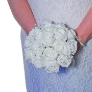 Bridesmaids Ivory Diamante Rose & Crystal Wedding Posy Bouquet