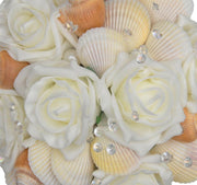 Bridesmaids Seashell & Ivory Rose Crystal Wedding Posy Bouquet