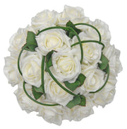 Bridesmaids Ivory Foam Rose & Grass Loop Wedding Bouquet