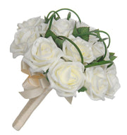 Bridesmaids Ivory Foam Rose & Grass Loop Wedding Bouquet