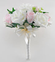 Bridesmaids Ivory & Pink Foam Rose Wedding Posy Bouquet