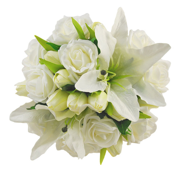 Bridesmaids Ivory Silk Lily, Tulip & Rose Wedding Posy Bouquet