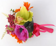 Silk Gerbera, Anemone & Orchid Flower Girl Wedding Posy