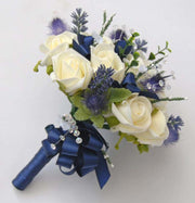 Bridesmaids Lavender, Thistle & Ivory Rose Wedding Posy Bouquet
