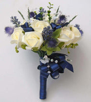 Bridesmaids Lavender, Thistle & Ivory Rose Wedding Posy Bouquet