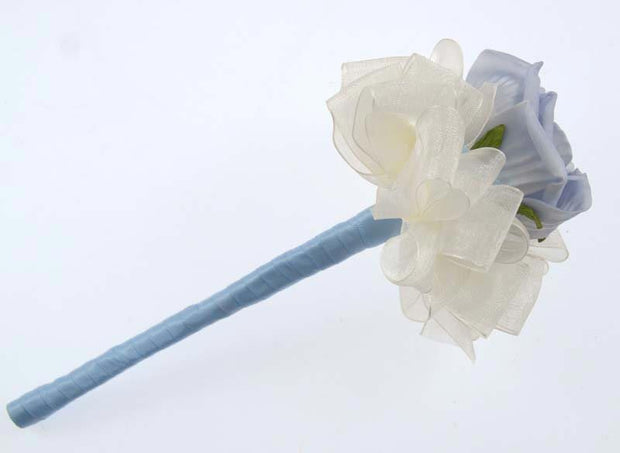Bridesmaids Light Blue Diamante Foam Rose Wedding Flower Wand
