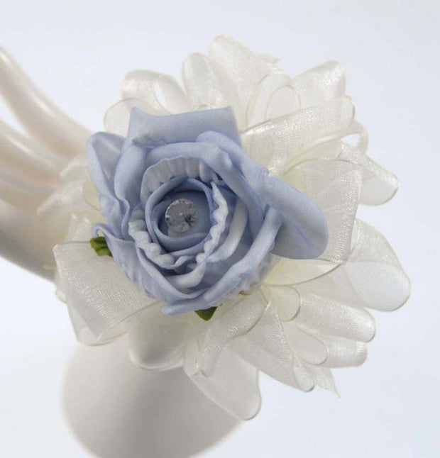 Bridesmaids Light Blue Diamante Foam Rose Wedding Flower Wand