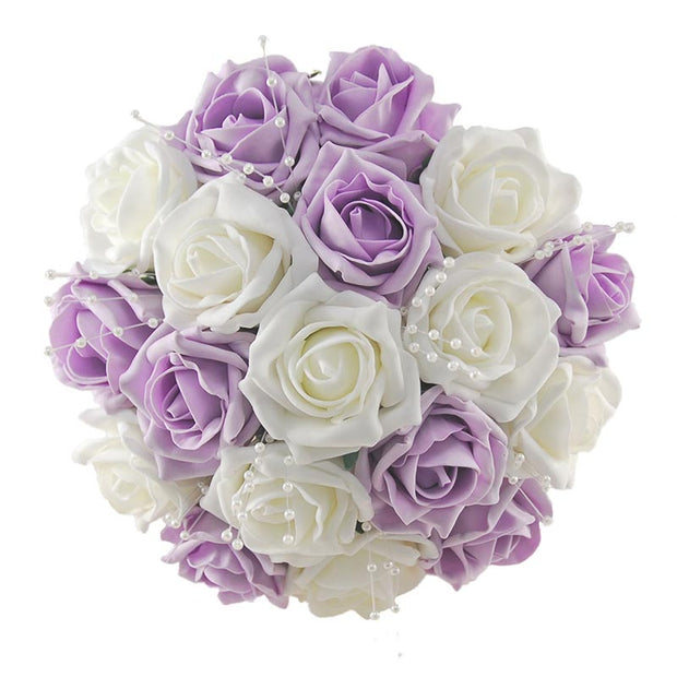 Bridesmaids Lilac & Ivory Rose Pearl Spray Wedding Bouquet