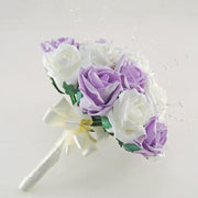 Bridesmaids Lilac & Ivory Rose Pearl Spray Wedding Bouquet