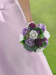 Brides Petite Lilac, Ivory Rose, Purple Allium & Lavender Wedding Bouquet