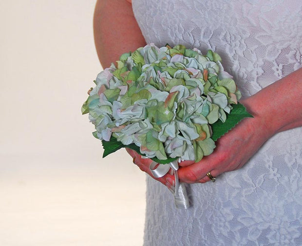 Bridesmaids Apple Green Silk Hydrangea Wedding Bouquet