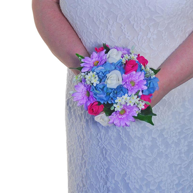 Bridesmaids Blue Hydrangea, Lilac Gerbera & Stephanotis Wedding Posy