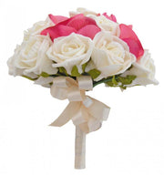 Bridesmaids Ivory Rose & Silk Pink Orchid Wedding Bouquet