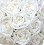Bridesmaids White Diamante Foam Rose Wedding Posy Bouquet