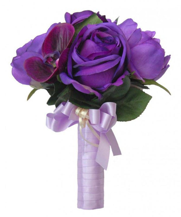 Bridesmaids Purple Rose, Peony & Orchid Wedding Posy Bouquet