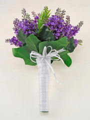 Bridesmaids Purple Silk Lavender, Rosemary, Ivory Gyp Wedding Posy