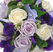 Bridesmaids Purple Lisianthus, Lilac & Ivory Rose Wedding Posy