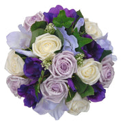 Bridesmaids Purple Lisianthus, Lilac & Ivory Rose Wedding Posy