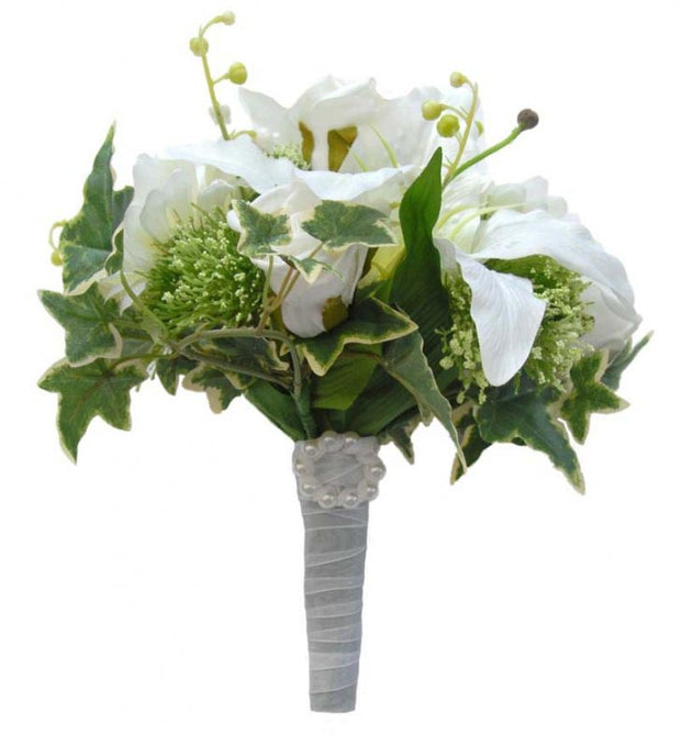 Bridesmaids Silk Lily, Elderflower, Gerbera & Rose Wedding Bouquet