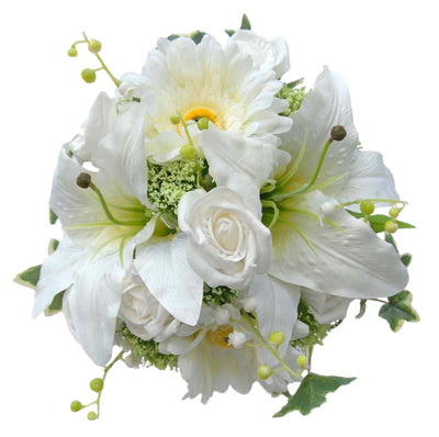 Bridesmaids Silk Lily, Elderflower, Gerbera & Rose Wedding Bouquet