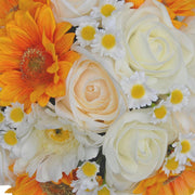 Bridesmaids Golden Sunflower, Ivory Rose & Daisy Silk Wedding Posy