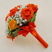 Bridesmaids Artificial Gypsophila & Orange Rose Wedding Bouquet