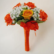 Bridesmaids Artificial Gypsophila & Orange Rose Wedding Bouquet