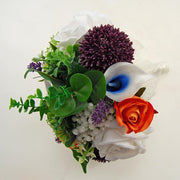 Bridesmaids Calla lily, Lavender, Orange Rose & Allium Posy Bouquet