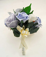 Bridesmaids Grey Rose, Pale Blue Silk Hydrangea & Gypsophila Wedding Bouquet