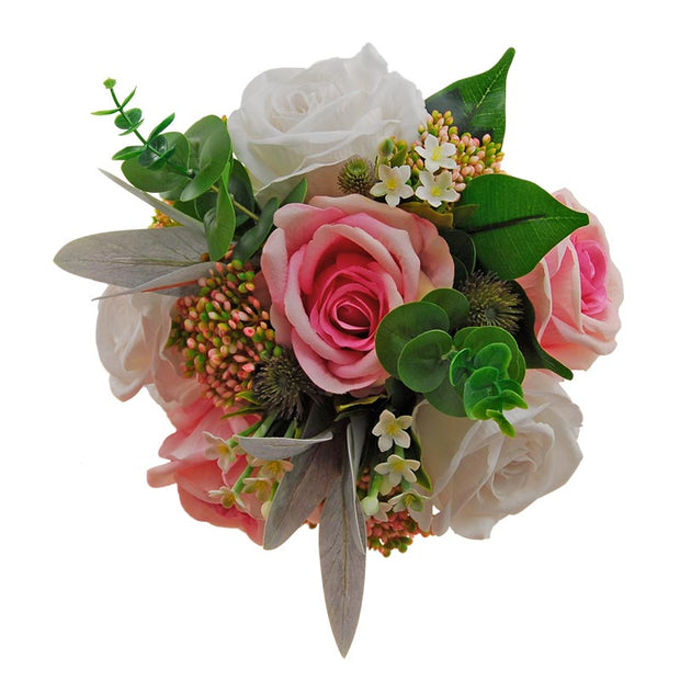 Bridesmaids Large Rose, Berries, Stephanotis, Eucalyptus & Garden Thistle Posy Bouquet