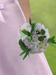 Brides Large Off White Lily, Rose, Gyp & Green Foliage Wedding Bouquet