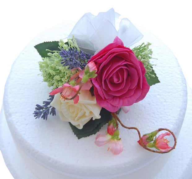 Cerise & Cream Rose, Cherry Blossom Wedding Cake Spray