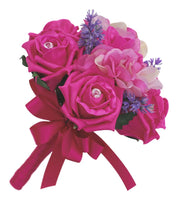 Cerise Pink Rose, Hydrangea & Lavender Flower Girl Wedding Posy