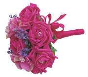 Cerise Pink Rose, Hydrangea & Lavender Flower Girl Wedding Posy