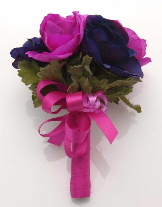 Cerise Pink & Purple Silk Anemone Flower Girl Wedding Posy